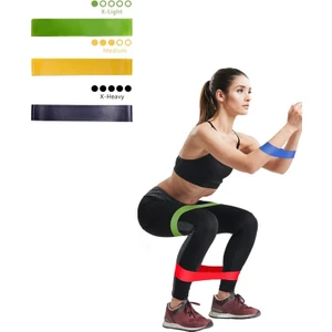 3 Lü Farklı Dirençte Aerobik Bandı Hafif Orta Sert Pilates Squat Çalışma Lastiği