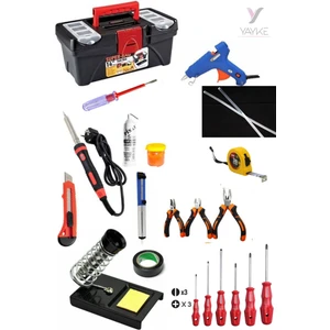 22 Parça El Aleti Seti,dolu 14INÇ Takım Çantası (60WATT Lehim HAVYA+20WATT Silikon Tabancası)
