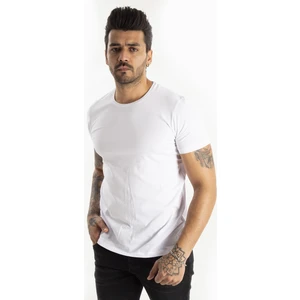 DeepSEA Beyaz Erkek/Unisex Slim Fit Dar Kesim Bisiklet Yaka Pamuklu Likralı Basic Tişört 1801131
