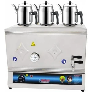 3 Demlikli Elektrikli Çay Kazanı Pleytsiz 40 Lt Demlikler Dahil