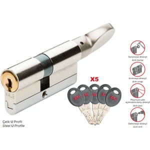 Kale Kilit 164 Cec M Mandallı Topuzlu 68 mm Kilit Göbeği (Nikel)