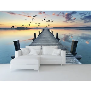 Umut Gergi Tavan  3d Deniz ve Kuş Manzaralı Duvar Kağıdı Tek Parça 315X280 cm TDK6580