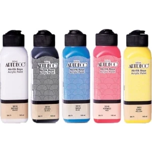 Akrilik Boya 140MLX5 Renk Beyaz-Siyah-Mavi-Kırmızı-Sarı