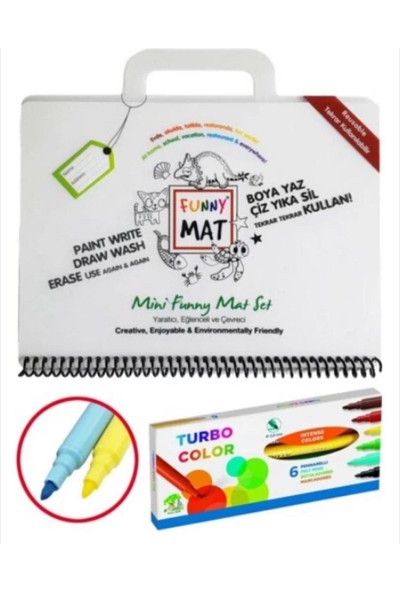 Akademi Çocuk Funny Mat Mini Set + Giotto Turbo Color Keçeli Kalem Seti