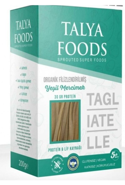 Talya Foods Talya Organik Filizlendirilmiş Yeşil Mercimek Taglıatelle 200 G