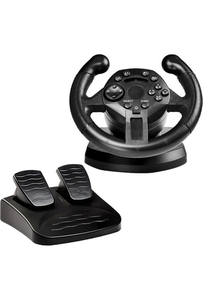 Flameer Oyun Titreşimi Yarış Direksiyon Simidi ve Fren Pedalları Seti Ps3 / Pc USB Siyah Için (Yurt Dışından)