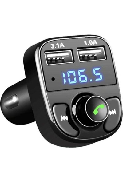Car X8 2.0A Bluetooth Fm Transmitter Araç Kiti