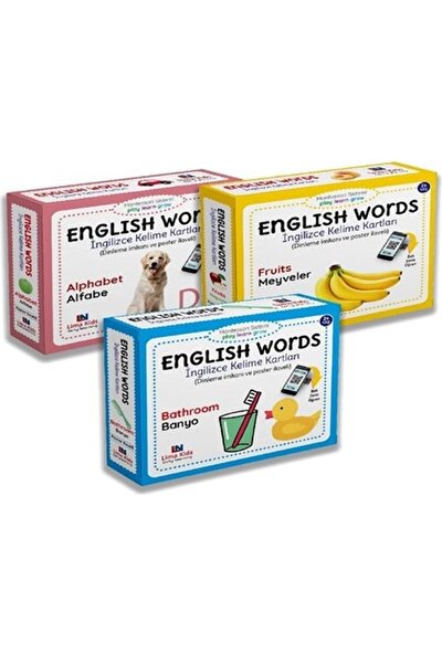 English Words - Ingilizce Kelime Kartları Seti - 3 Kitap Takım