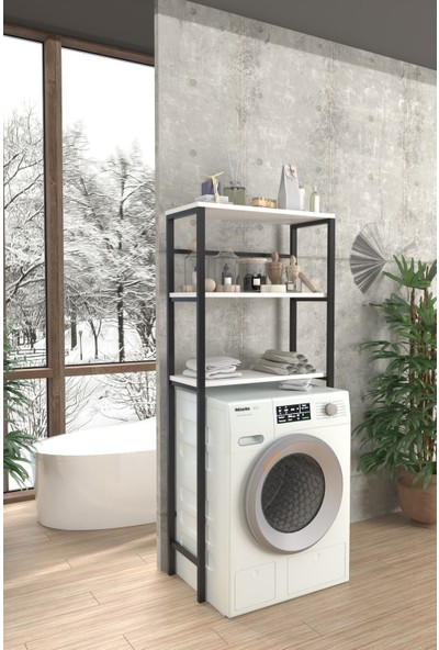 Noowa Çamaşır Makinası Üstü Düzenleyici Beyaz 3 Raflı