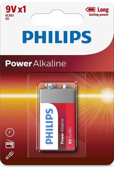Philips 6LR61P1B/05 Alkaline Battery 9V Pil