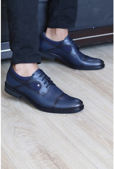 Rego Erkek Lacivert Bağcıklı Deri Klasik Ayakkabı