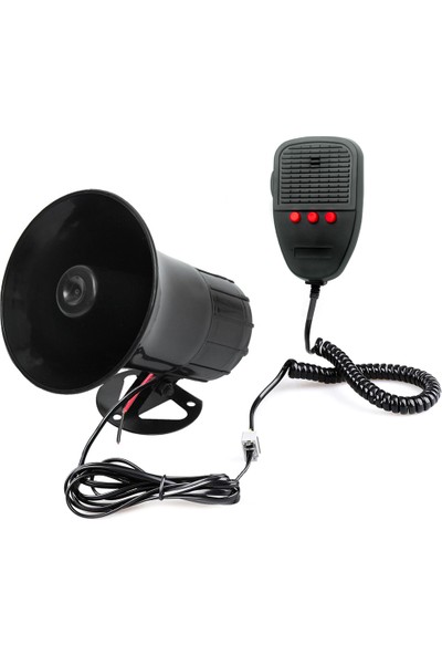 Waxen Mikrofonlu Konuşmalı 3 Sesli Polis Sireni Megafonlu HOparlör Oto Ambulans Itfaiye Sireni 12V 100W