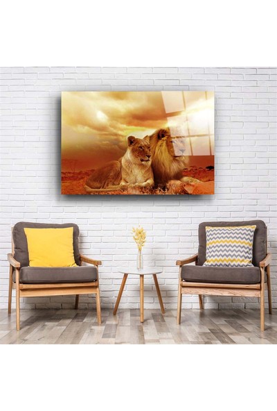 Aras Glass Art Aslan 4 Cam Tablo