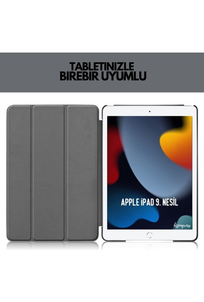 Wowlett Apple iPad 9 Kılıf 9. Nesil 10.2 Smart Folio Cover Akıllı Uyku Modlu Pu Deri Standlı Tablet Kılıfı
