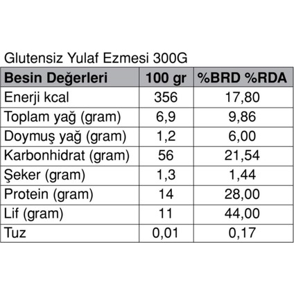 Yulaf Ezmesi 6x300 Gr (Glutensiz) fiyatları