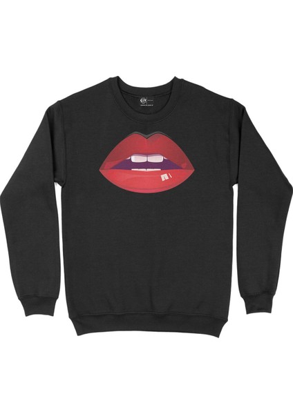 Dudak ve Diş Siyah Sweatshirt