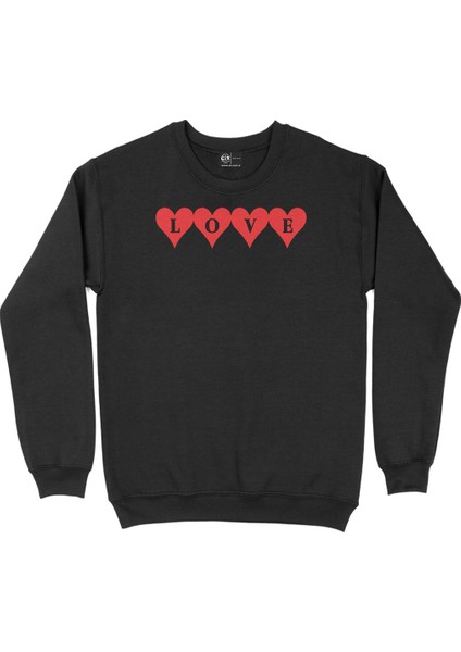Kalpli Love Siyah Sweatshirt