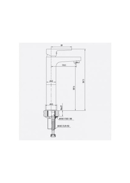 SR6500S Sharp Uzun Lavabo Bataryası - Mat Siyah