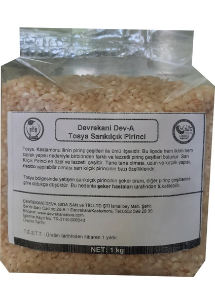 Devrekani Deva Gıda Tosya Sarıkılçık Pirinci 1 kg