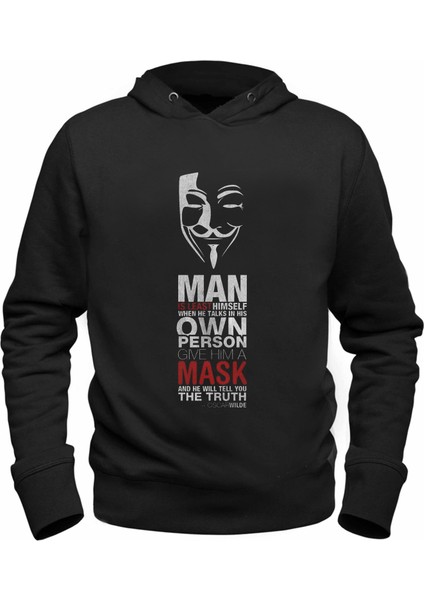 V For Vendetta Dijital Baskılrı Çocuk Siyah Sweatshirt