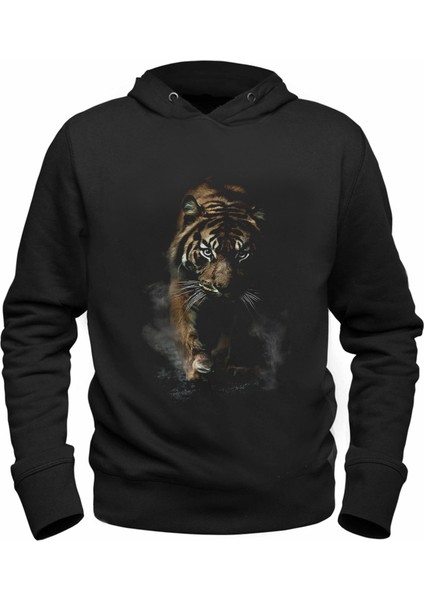 Tiger Baskılı Çocuk Siyah Sweatshirt