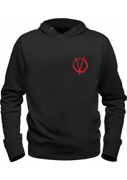 V For Vendetta Resimli Baskılrı Çocuk Siyah Sweatshirt