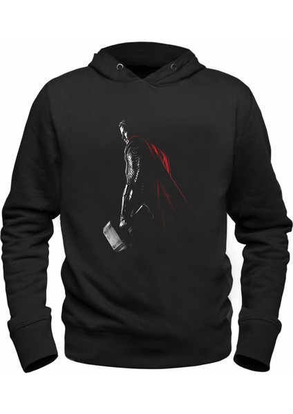 Thor Mjolnir Resim Baskılı Hammer Çocuk Siyah Sweatshirt