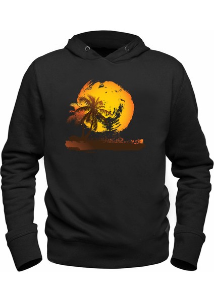 Palmiye Baskılı Çocuk Siyah Sweatshirt