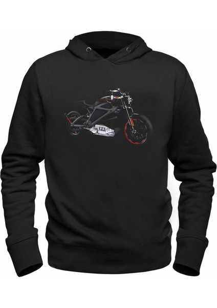 Motorcycle Rider Resim Baskılı Çocuk Siyah Sweatshirt
