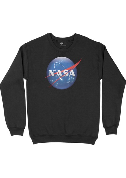 Nasa Yazılı Siyah Sweatshirt