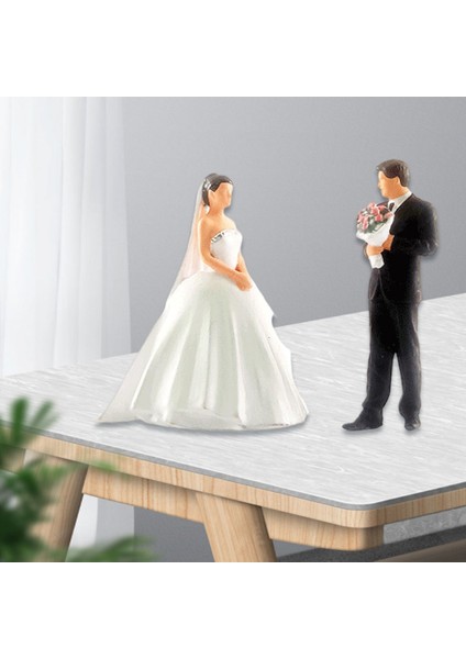 1 Pair 1:64 Model Karakterler Tiny Reçine Düğün Bebek Kum Masa Diorama Beyaz Siyah (Yurt Dışından)