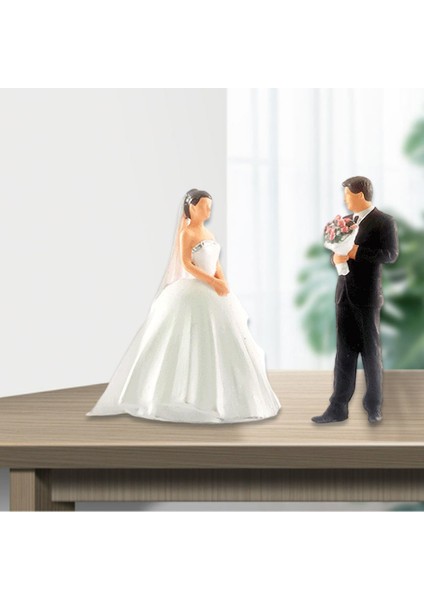 1 Pair 1:64 Model Karakterler Tiny Reçine Düğün Bebek Kum Masa Diorama Beyaz Siyah (Yurt Dışından)