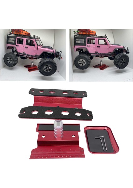 Alüminyum Alaşım Rc Araba Tamir Çalışma Standı Hobi Aracı Set 360 Derece Rotasyon Asansör Veya Alt Onarım Aracı Kutusu 1/8 1/10 Rc Araba Kamyon Buggy - Kırmızı (Yurt Dışından)