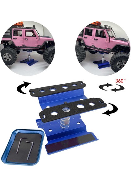 Alüminyum Alaşım Rc Araba Tamir Çalışma Standı Hobi Aracı Seti 360 Derece Rotasyon Asansör Veya Alt Onarım Aracı Kutusu 1/8 1/10 Rc Araba Kamyon Buggy - Mavi (Yurt Dışından) modelleri