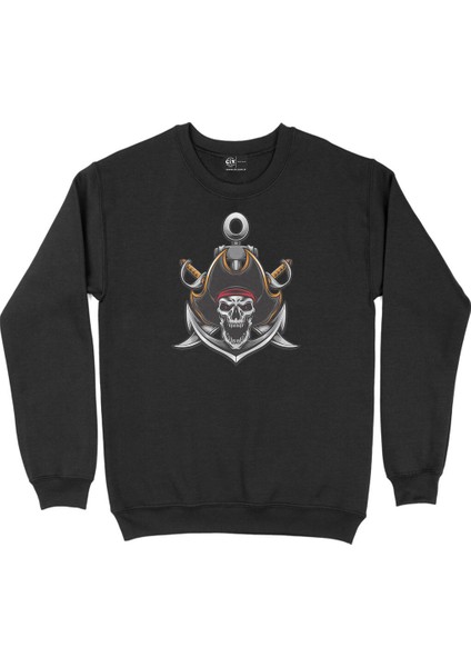 Kuru Kafa Korsan Siyah Sweatshirt