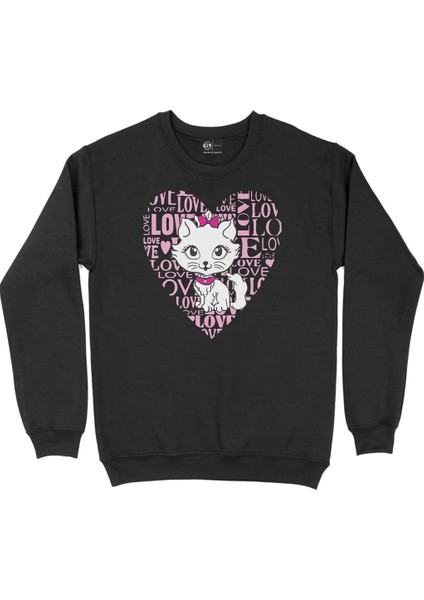 Tatlı Kedicik Siyah Sweatshirt