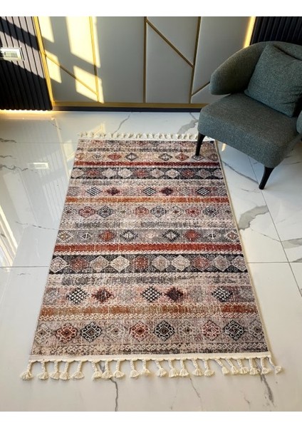 Dara Kaymaz Tabanlı Örgü Saçaklı Pamuk Kilim 199