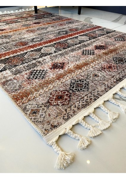 Dara Kaymaz Tabanlı Örgü Saçaklı Pamuk Kilim 199