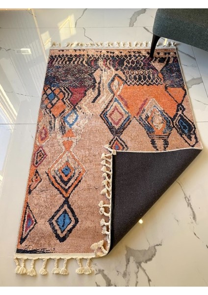 Dara Kaymaz Tabanlı Örgü Saçaklı Pamuk Kilim 200