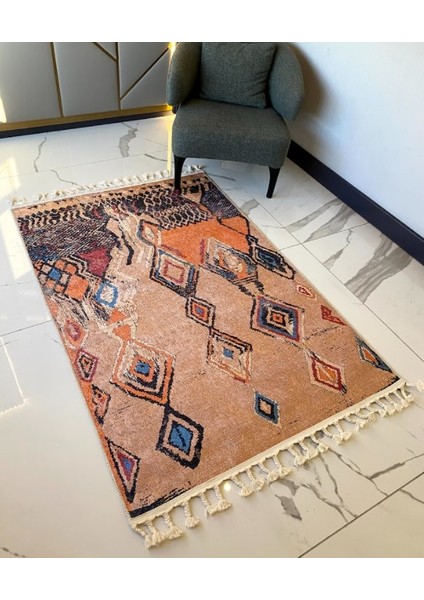 Dara Kaymaz Tabanlı Örgü Saçaklı Pamuk Kilim 200