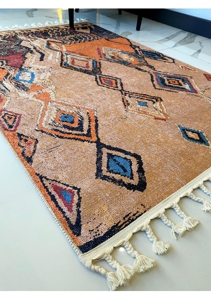 Dara Kaymaz Tabanlı Örgü Saçaklı Pamuk Kilim 200