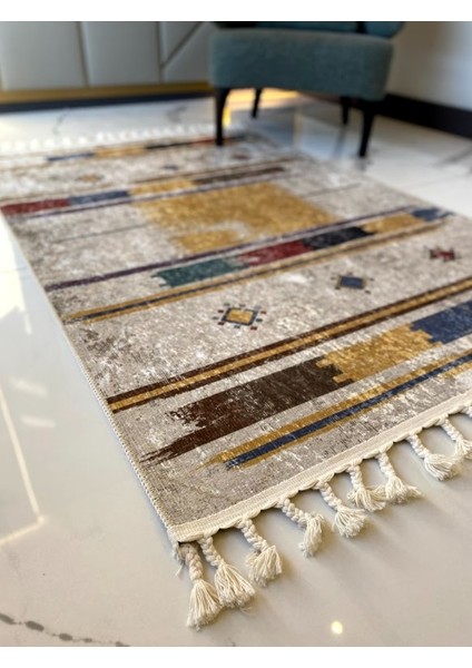 Dara Kaymaz Tabanlı Örgü Saçaklı Pamuk Kilim 201