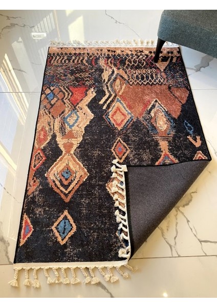 Dara Kaymaz Tabanlı Örgü Saçaklı Pamuk Kilim 202