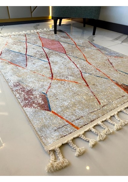 Dara Kaymaz Tabanlı Örgü Saçaklı Pamuk Kilim 203
