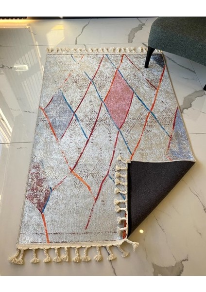 Dara Kaymaz Tabanlı Örgü Saçaklı Pamuk Kilim 203