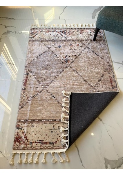 Dara Kaymaz Tabanlı Örgü Saçaklı Pamuk Kilim 205 fırsatları