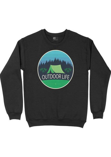 Outdoor Life Logolu Siyah Sweatshirt