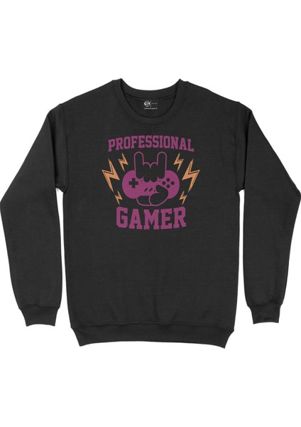 Mor Professional Gamer Siyah Sweatshirt
