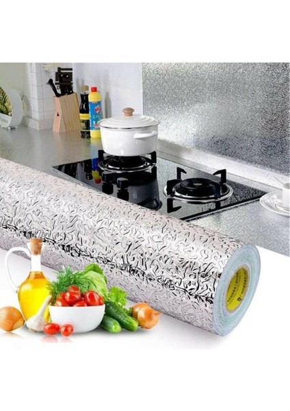 Yapışkanlı Kolay Silinebilir Mutfak Tezgah Üstü Folyo Gümüş