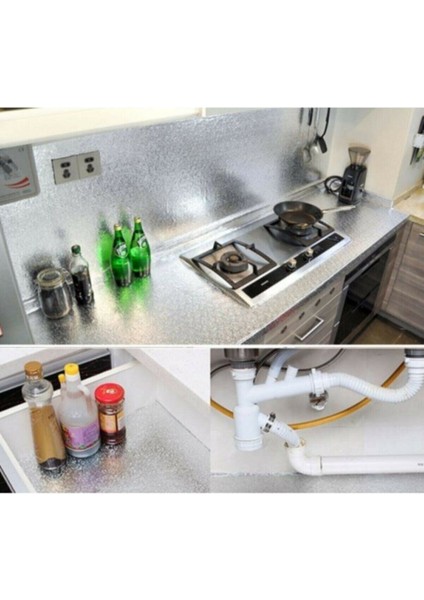 Yapışkanlı Kolay Silinebilir Mutfak Tezgah Üstü Folyo Gümüş fırsatları